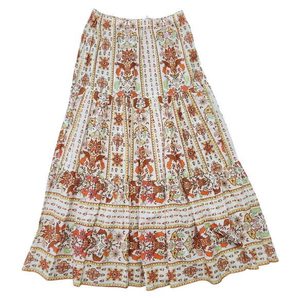 NWT Cara Cara Melanie Skirt Egret Striped Emblem Size Large - Picture 4 of 4